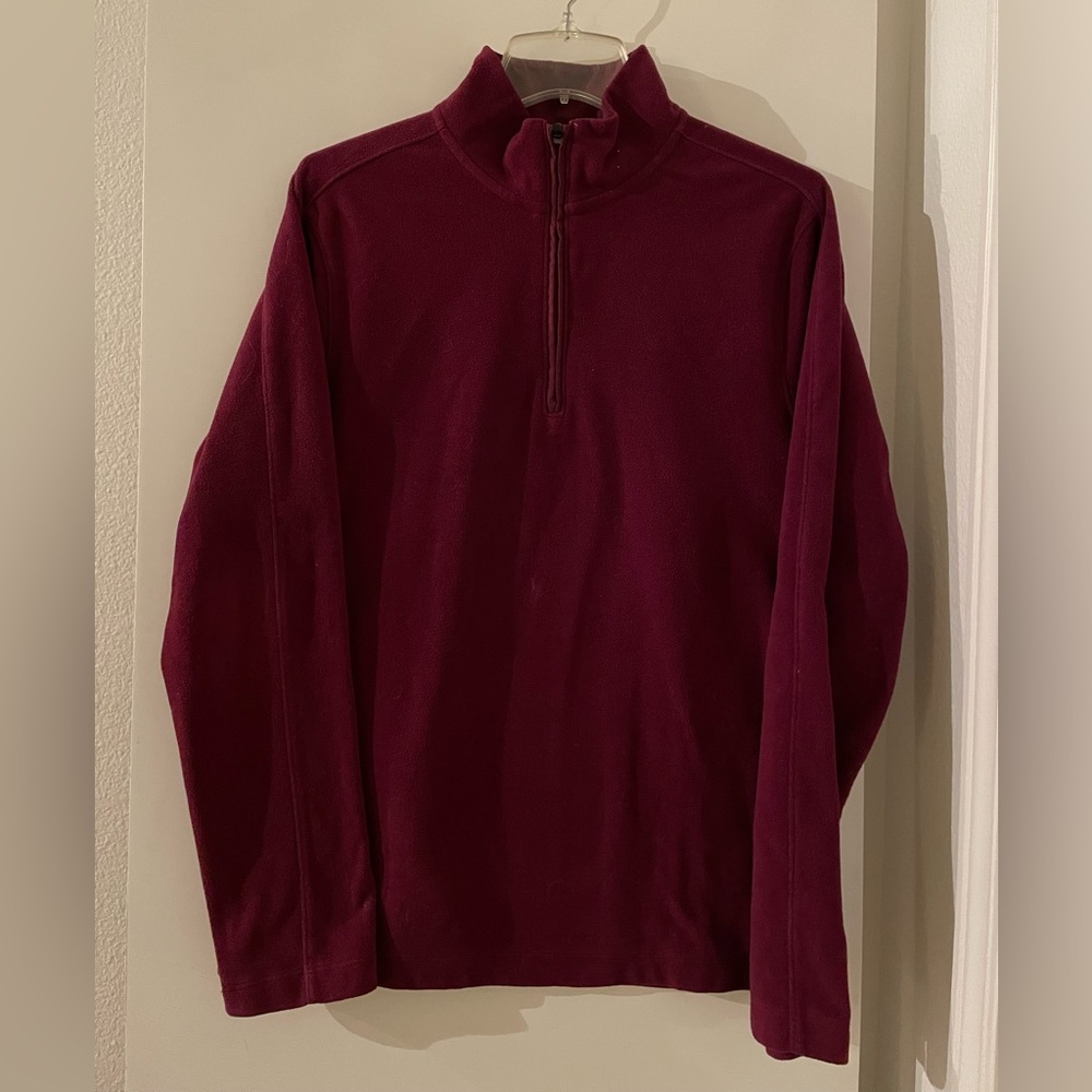 Banana Republic Micro Fleece Pullover Sweater Lightweight Sweatshirt Wine